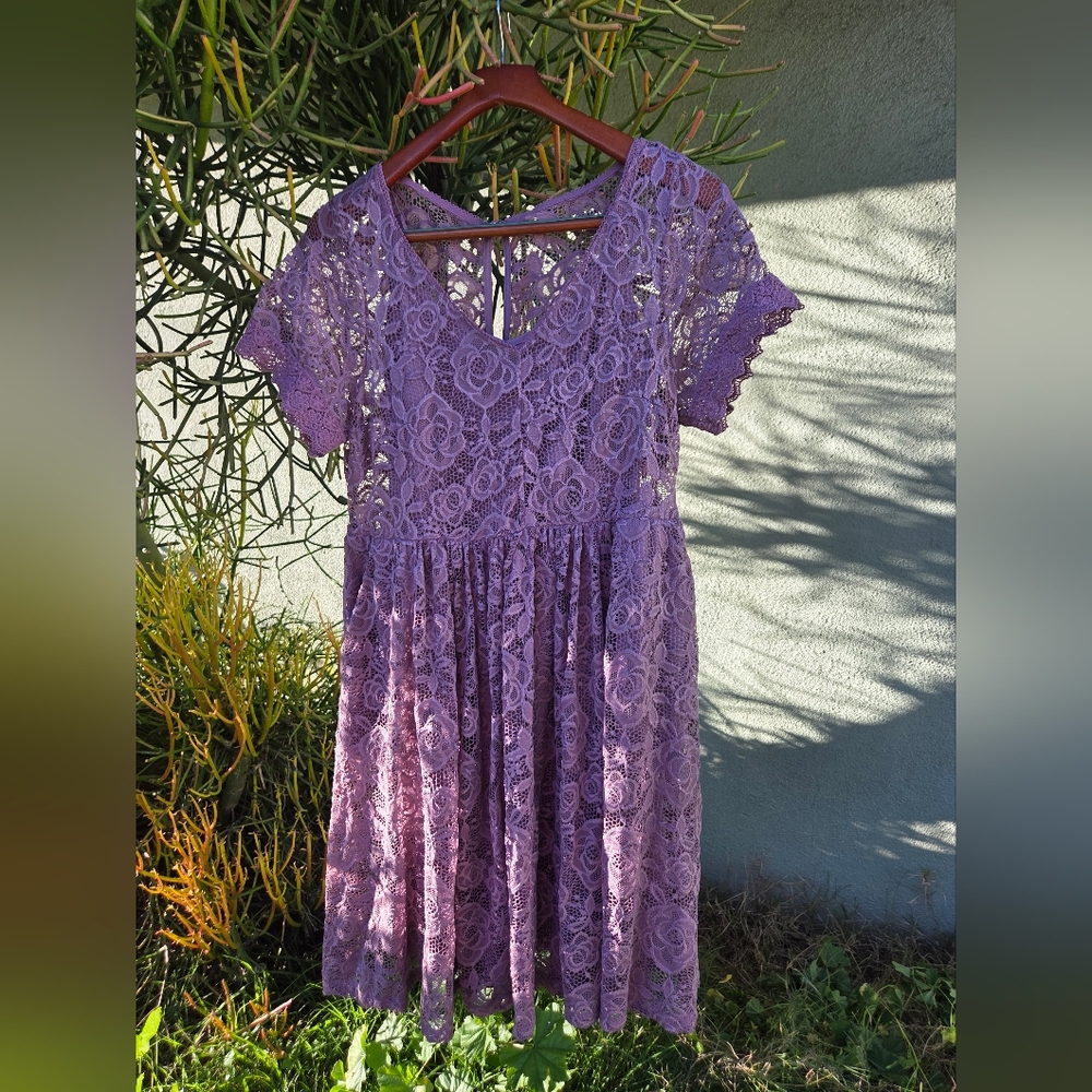 Elegant Purple Lace Dress